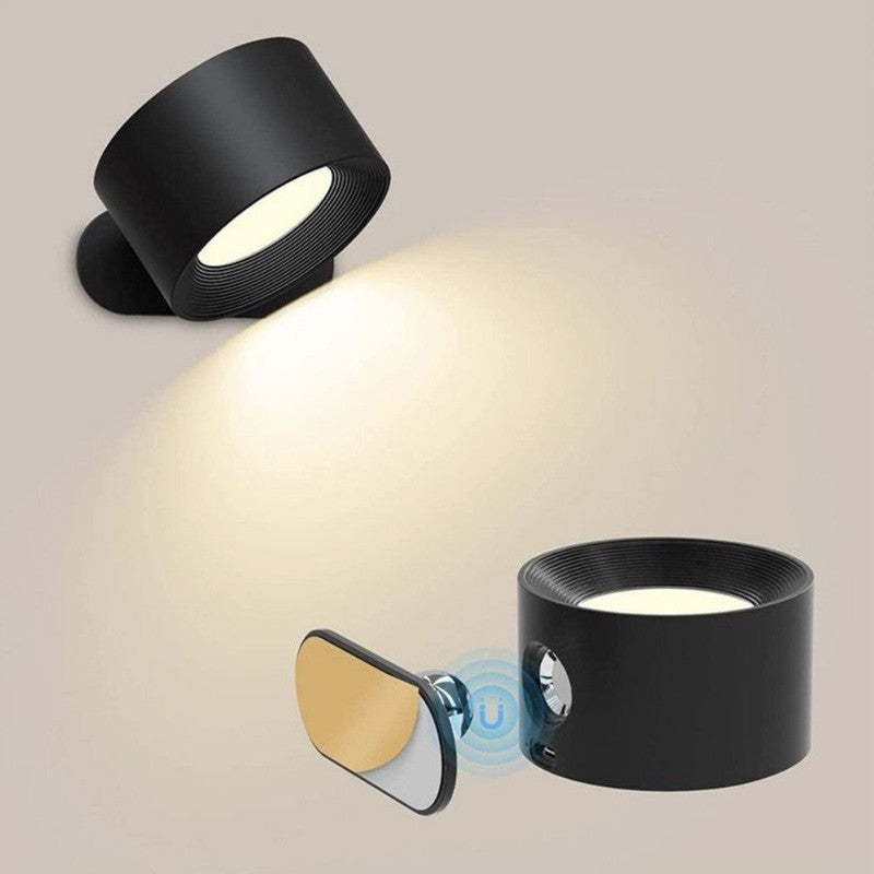 Lámpara de pared LED inalámbrica para dormitorio, luz direccional, recargable USB, magnética.
