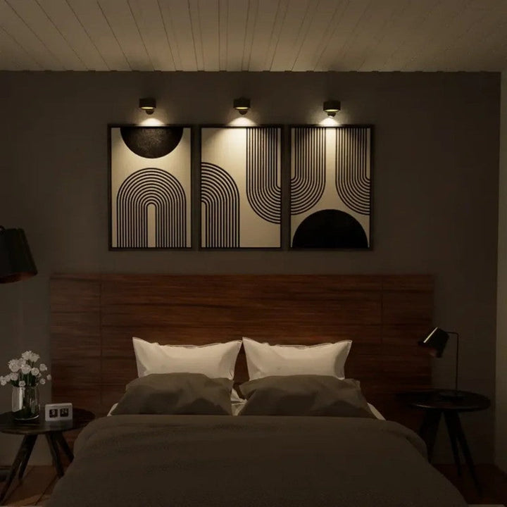 Iluminación de pared LED recargable USB, inalámbrica, giratoria 360°, control táctil.