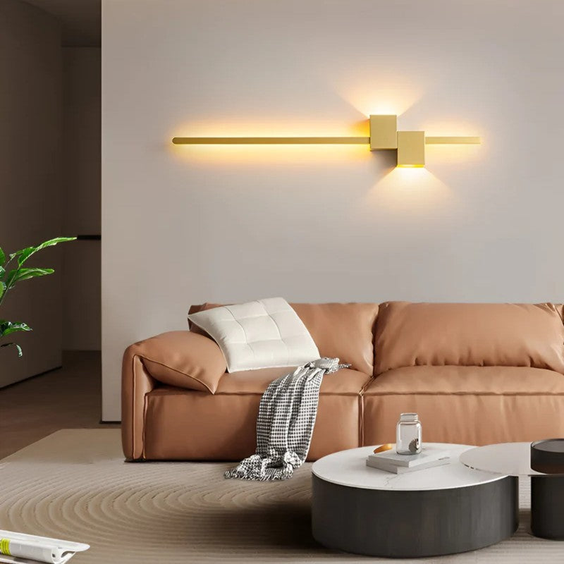 Aplique de pared LED moderno, iluminación interior para decoración contemporánea y ambiente cálido.