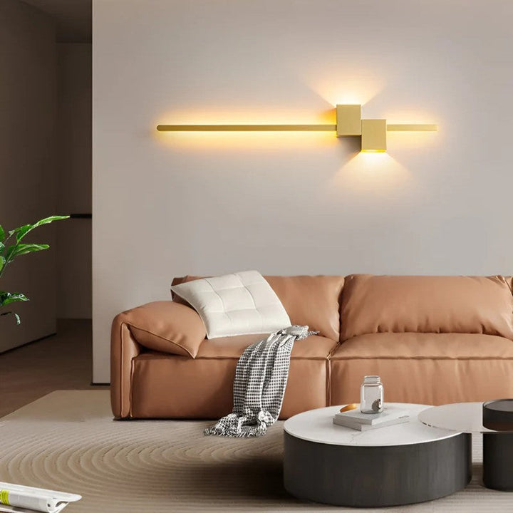 Aplique de pared LED moderno, iluminación interior para decoración contemporánea y ambiente cálido.