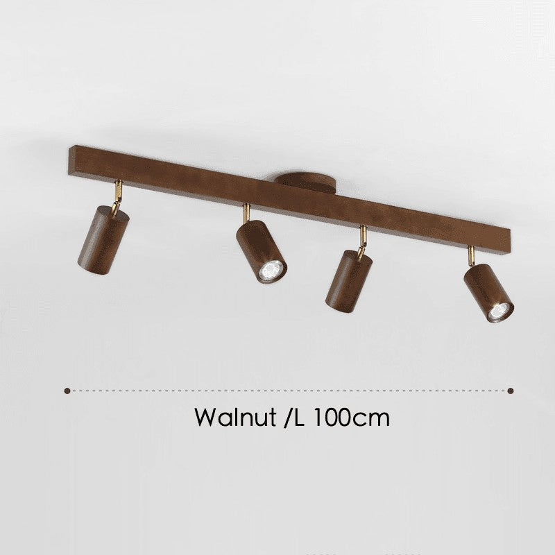 Lámpara de techo de madera natural, focos LED, para un diseño de hogar contemporáneo.
