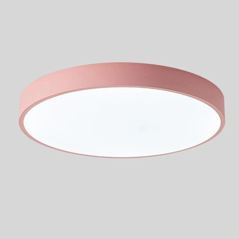 Luz de techo LED redonda, diseño nórdico con marco de madera, iluminación uniforme.