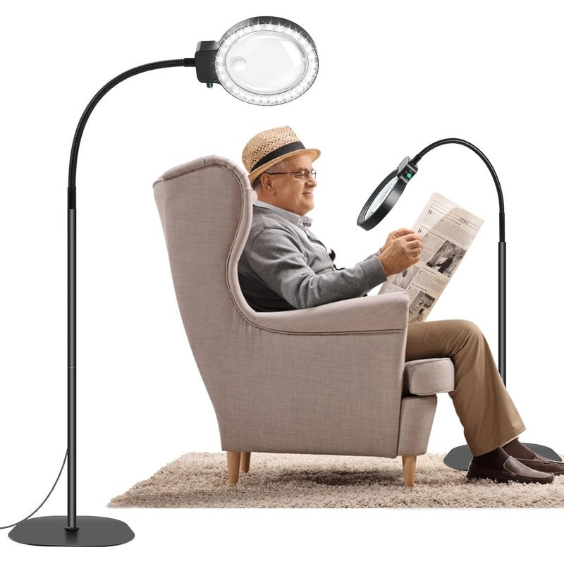 Lupa LED flexible para lectura, manualidades y bordado con aumentos 10X/30X.