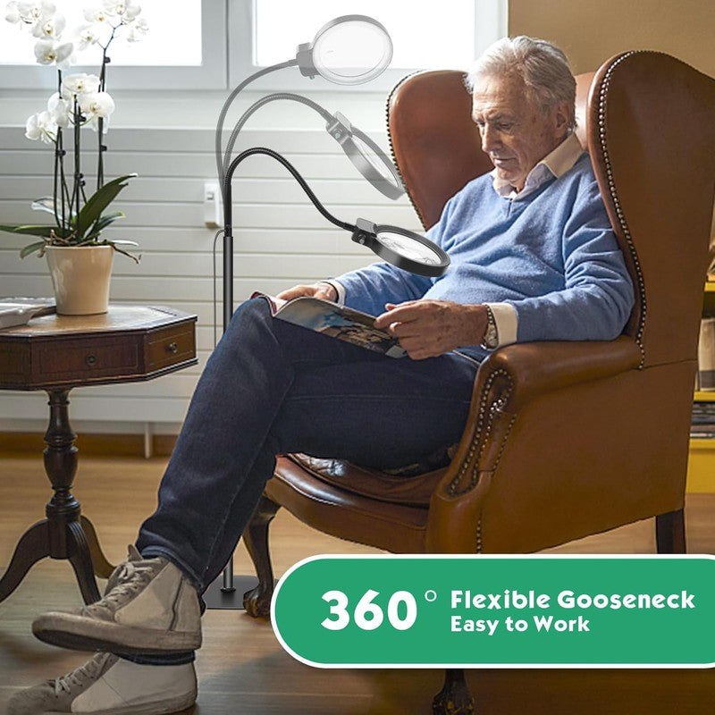 Herramienta lupa LED flexible para lectura, manualidades, bordado. Ideal para visión detallada y precisión.