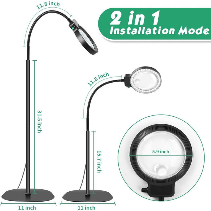 Lupa con luz LED y brazo flexible para lectura, manualidades y hobbies. Aumento 10X/30X.