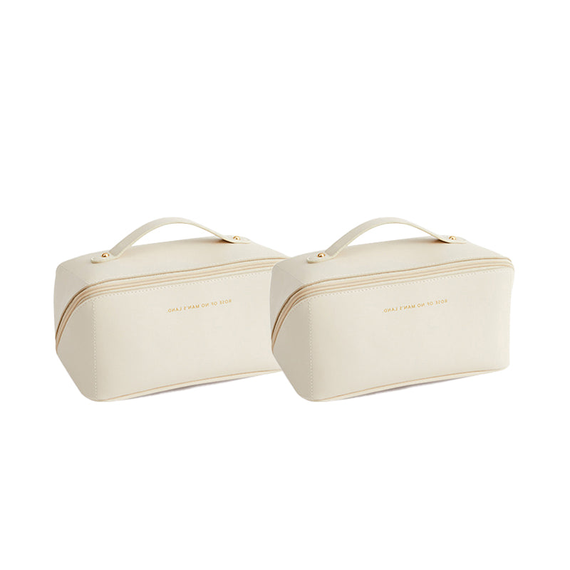 Organizador de maquillaje de PU elegante. Neceser de viaje para mujer, almacenamiento esencial para belleza.
