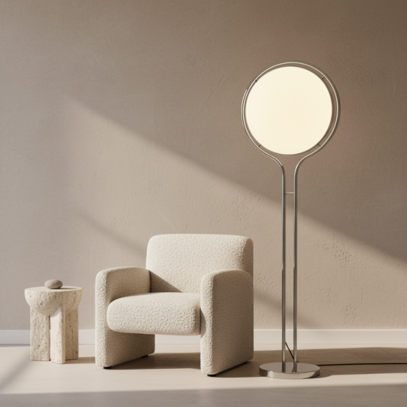 Lámpara de pie moderna para salón, diseño minimalista, luz ambiental para hogar.
