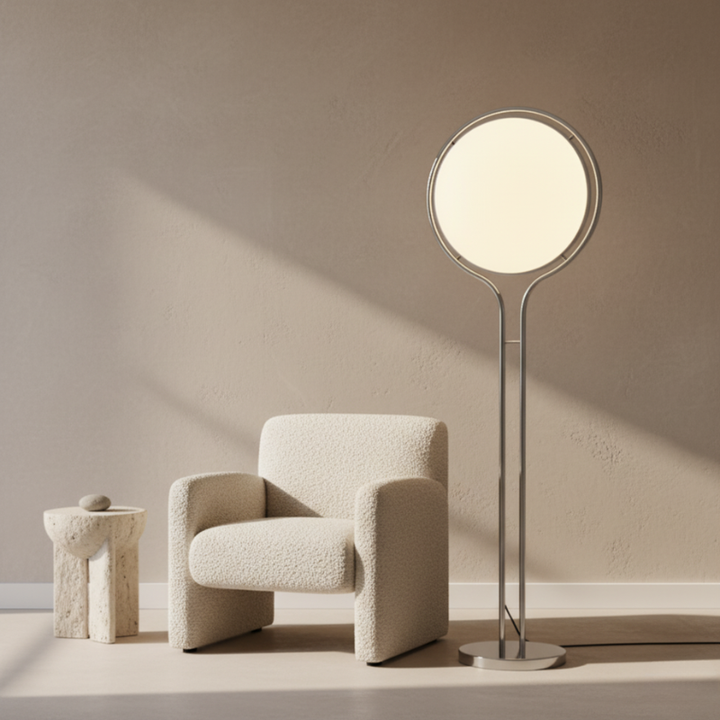 Lámpara de pie moderna para salón, diseño minimalista, luz ambiental para hogar.