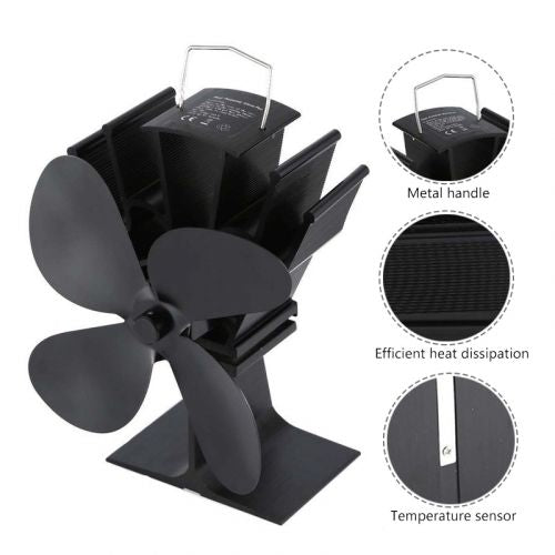 Ventilador de leña para estufa, crea un hogar cálido y ahorra energía al distribuir el calor eficientemente.