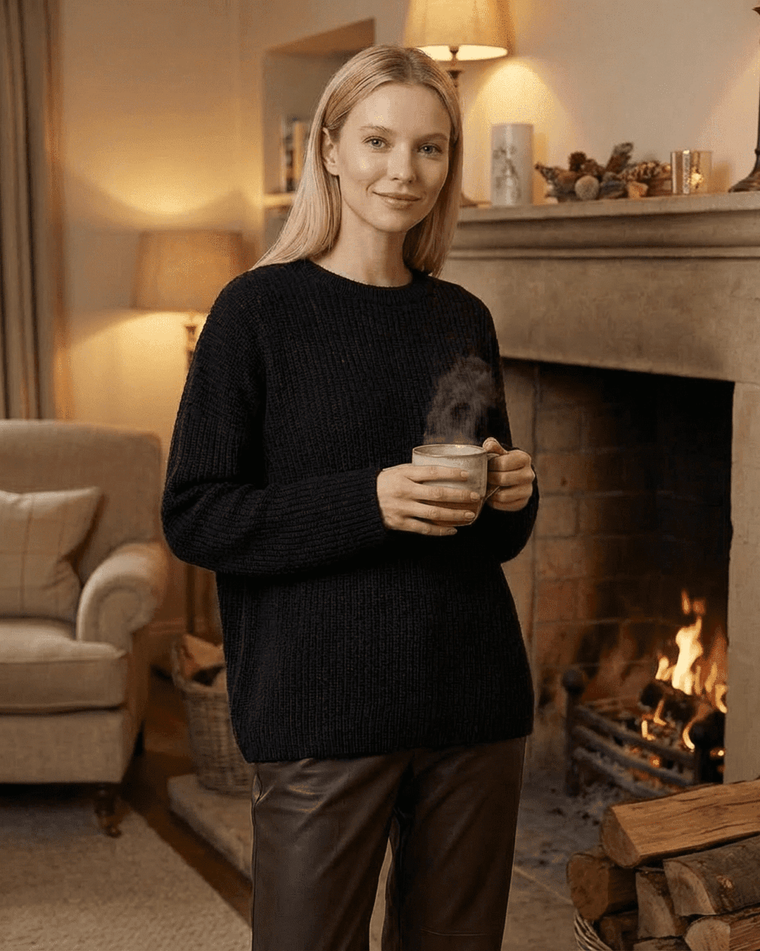 Suéter Arden blanco, un esencial de moda para mujer. Cuello redondo y ajuste holgado para un look casual.
