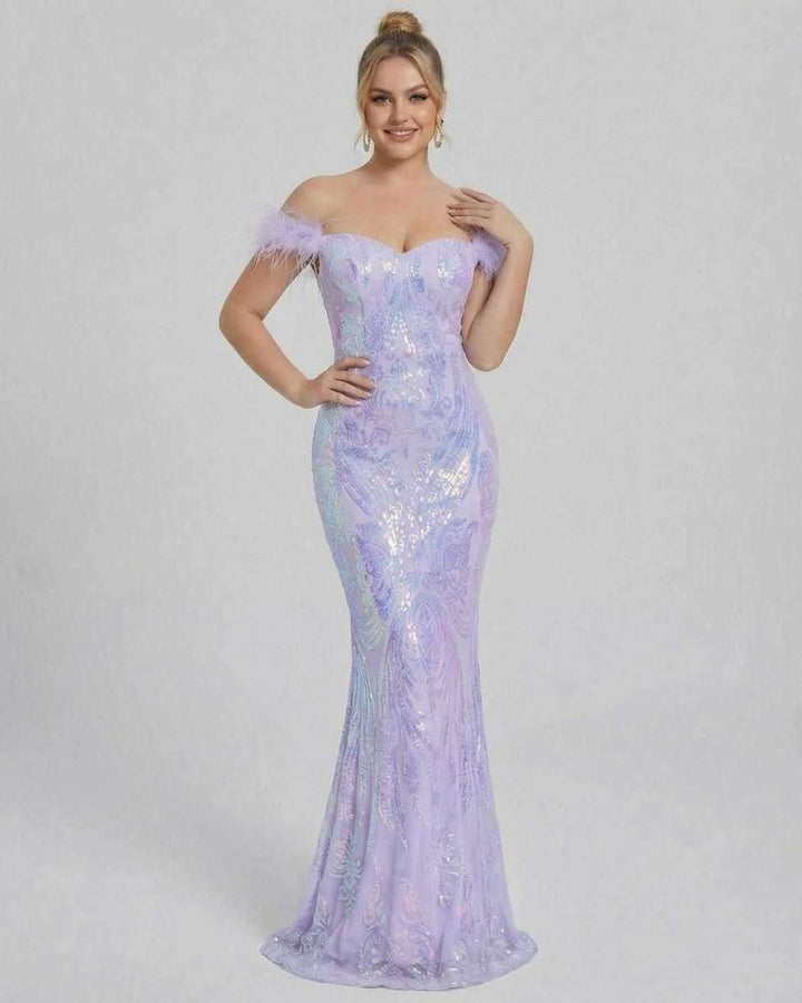 Vestido de gala sin hombros, corte maxi, para mujer. Elegancia y sofisticación en moda femenina.