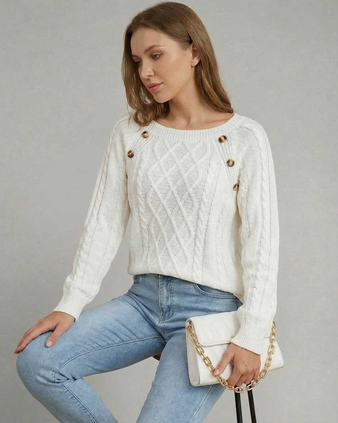Suéter de mujer con cuello cuadrado, un toque moderno y chic para tu vestuario de otoño.