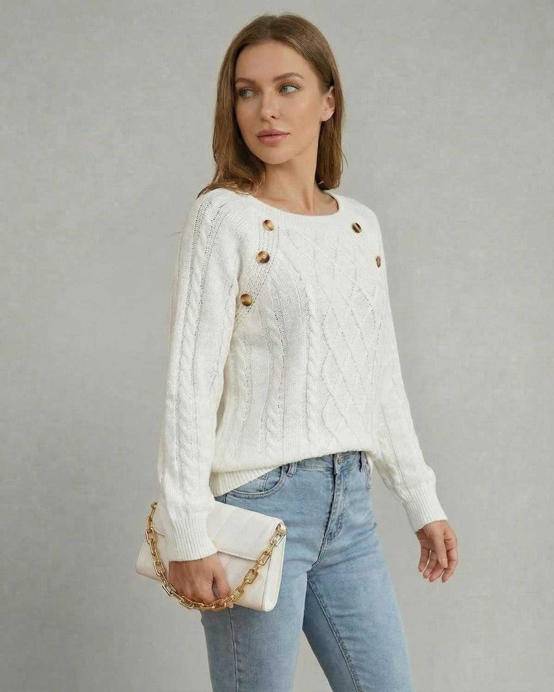 Pullover de mangas largas para mujer, cuello cuadrado, ropa cómoda y versátil para uso diario.