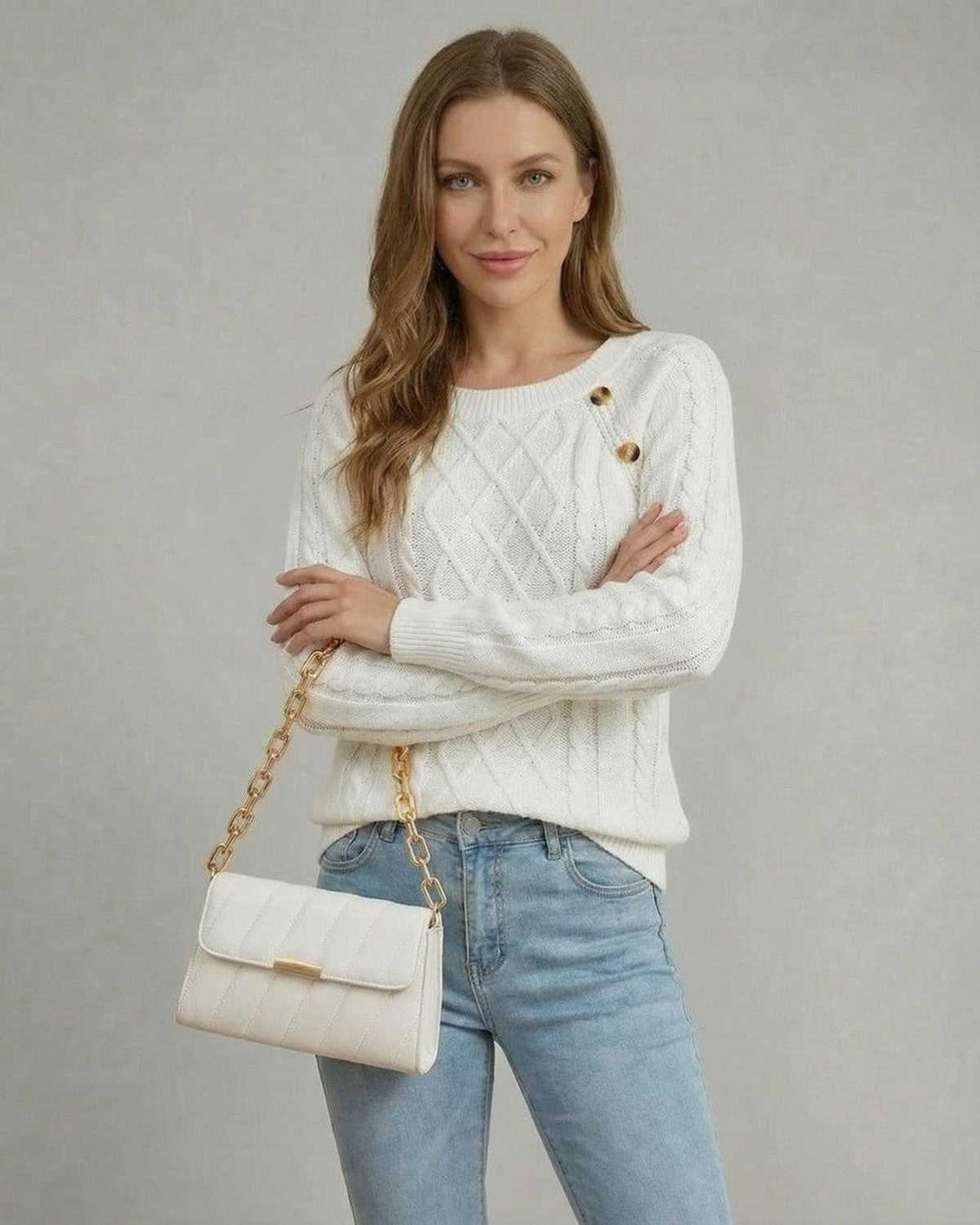 Suéter femenino de cuello cuadrado, moda otoño-invierno. Perfecto para un look elegante y cálido.