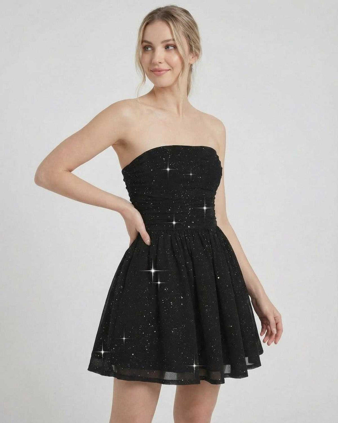 Vestido de cóctel y noche sin tirantes para mujer, estilo mini elegante, ideal para eventos de verano.