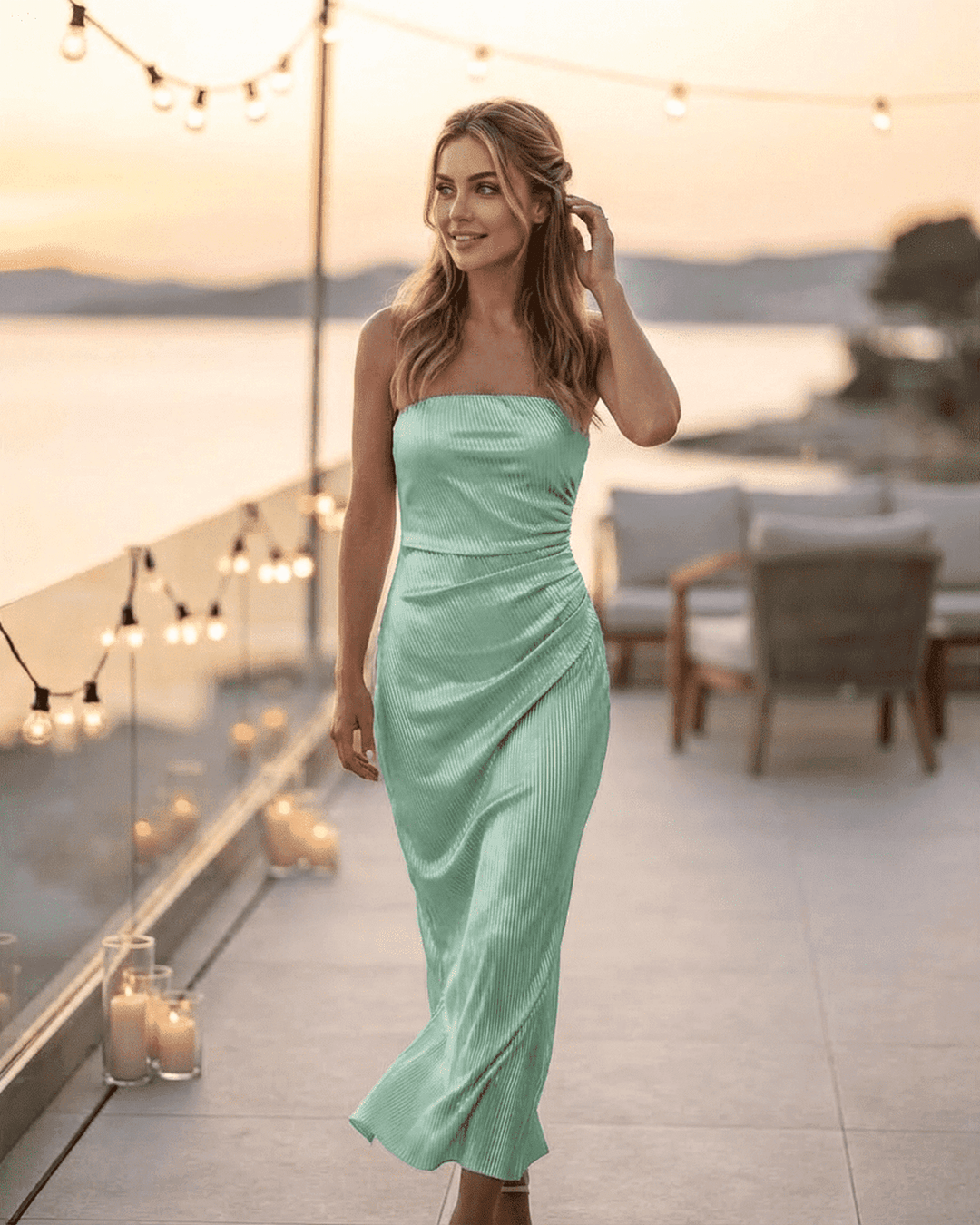 Vestido maxi tubo blanco sin tirantes, elegancia y confort. Moda para mujer, ideal para verano, fiesta o casual.