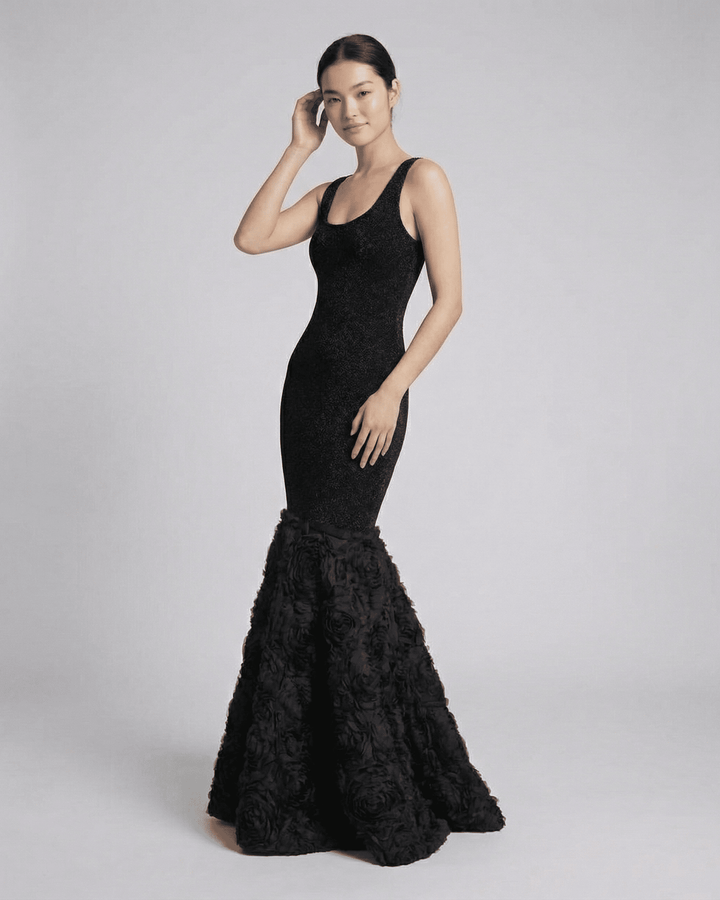 Vestido maxi Nocturne negro para mujer, elegante y formal. Ideal para ocasiones especiales y moda de noche.