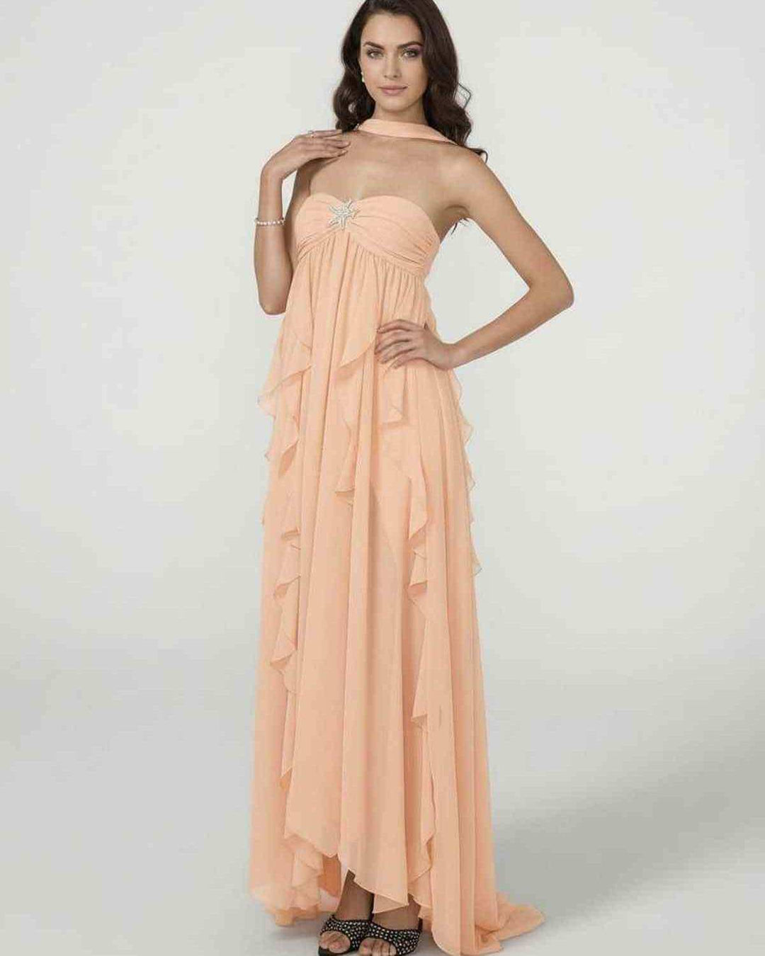 Vestido de fiesta sin tirantes para mujer, elegante y largo, ideal para eventos de gala.