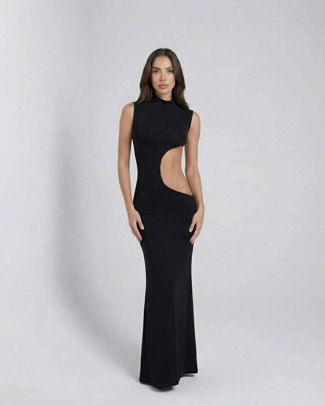 Vestido de noche sin mangas para mujer, modelo Vega. Vestido maxi blanco elegante perfecto para fiestas.