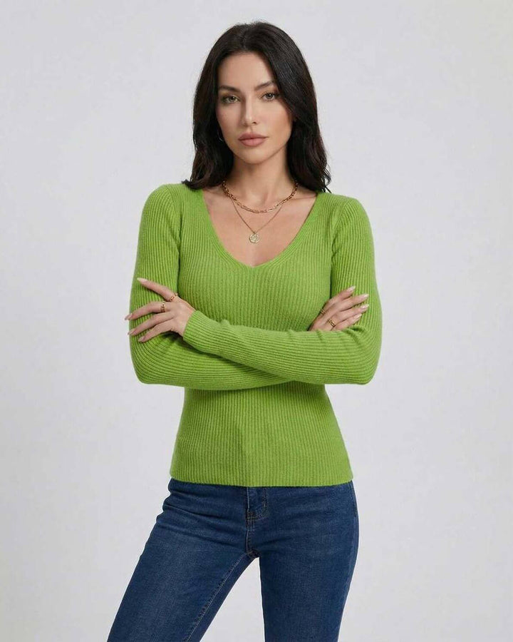 Suéter de mujer V-neck cómodo, manga larga y ajuste perfecto. Prenda casual para el día a día o frío.