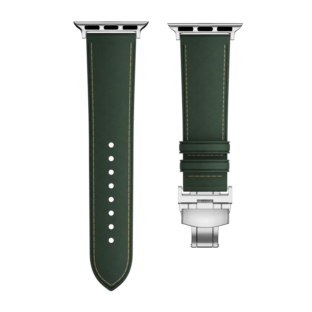 Apple Watch: correa de cuero genuino, cierre de mariposa. Añade un toque elegante y duradero.