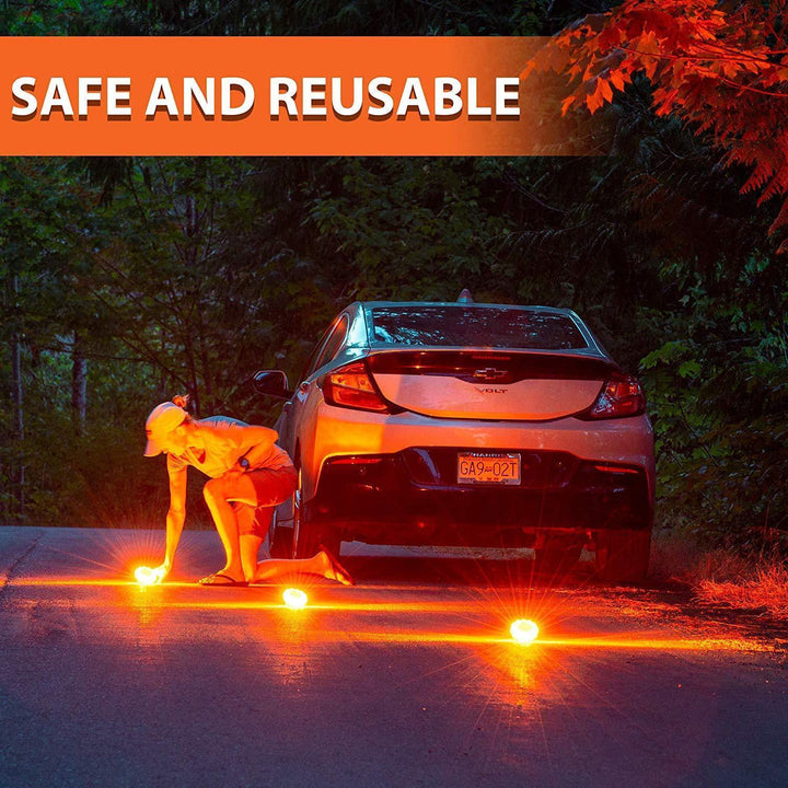 Bengala LED de emergencia resistente al agua, duradera para seguridad vial en cualquier clima.