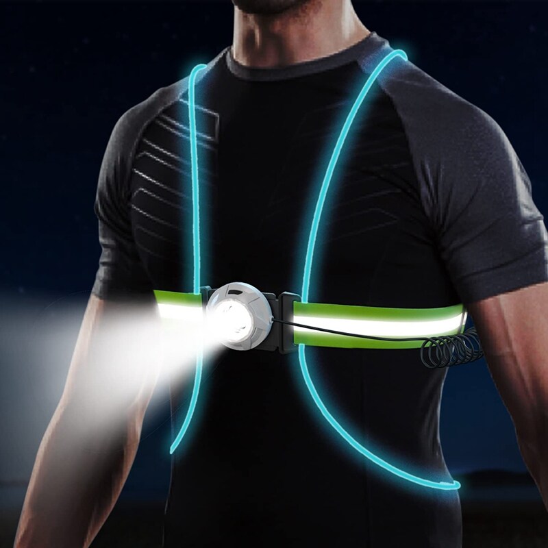 Chaleco LED reflectante para seguridad vial nocturna. Ideal para correr, ciclismo y caminata.