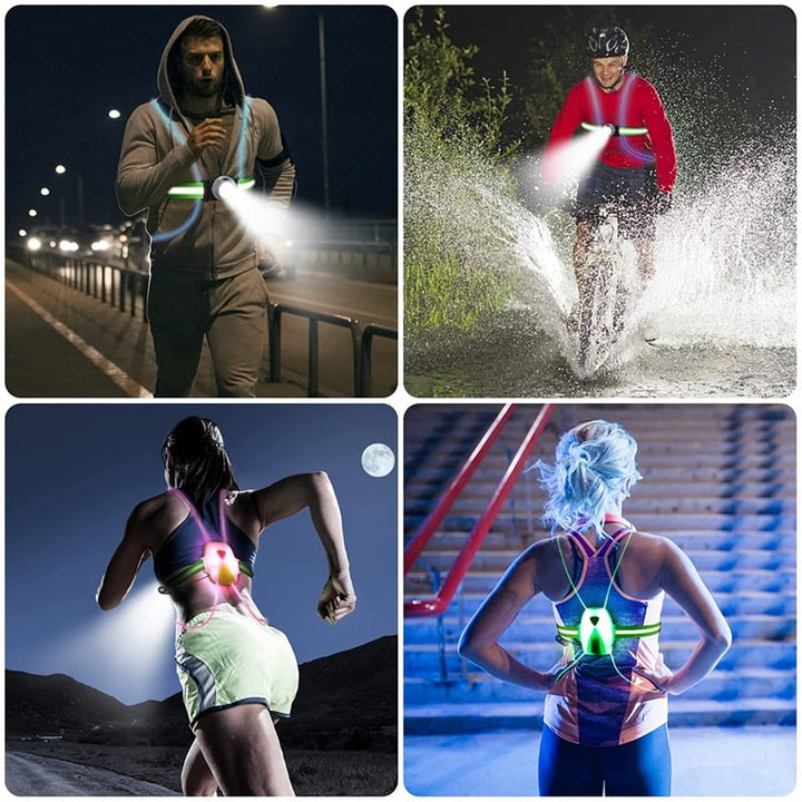 Chaleco reflectante LED unisex para deportes al aire libre como correr y ciclismo. Recargable USB.