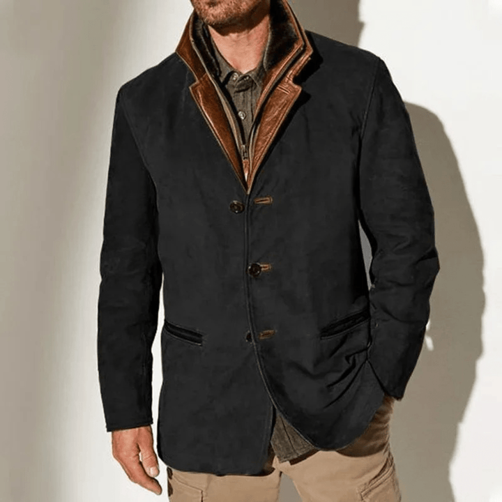 Espalda de chaqueta de cuero vintage para hombre, diseño duradero y clásico, ropa exterior de alta calidad.