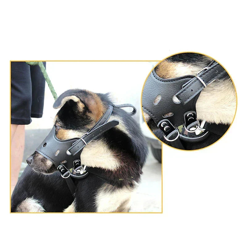 Bozal premium de cuero marrón para perro, elegante y funcional para la seguridad.