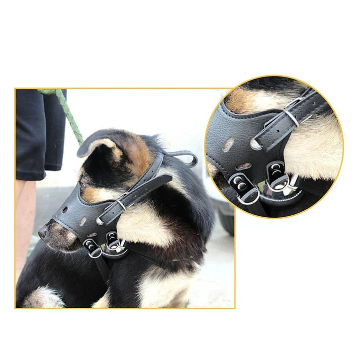 Bozal premium de cuero marrón para perro, elegante y funcional para la seguridad.