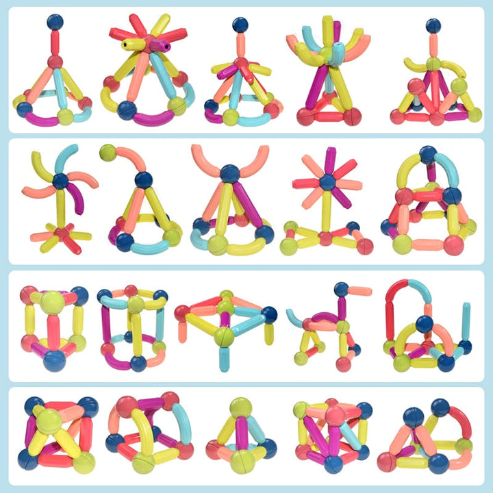Bloques magnéticos de colores vivos, juguetes para niños que estimulan el aprendizaje divertido y desarrollo cognitivo.