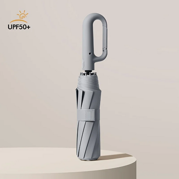 Paraguas automático unisex con botón, plegado rápido y seguro, diseño cortavientos duradero.