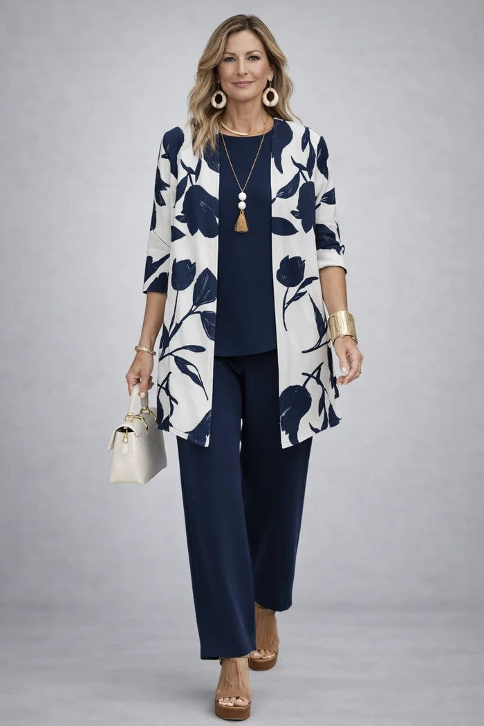 Moda de verano: Conjunto tropical de 3 piezas para mujer con estampado llamativo. Elegante y cómodo.