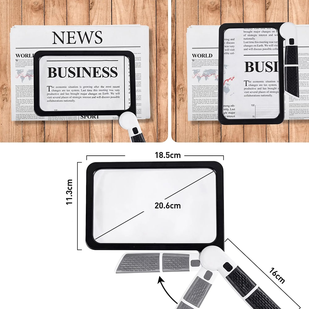 Lupa de aumento con 48 LEDs regulables para iluminación óptima en lectura, manualidades y trabajos de precisión. Visión mejorada.
