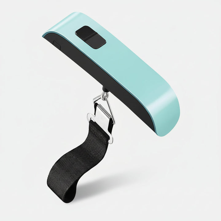 Báscula de equipaje digital portátil, mide peso de maletas con precisión. Un accesorio de viaje esencial.