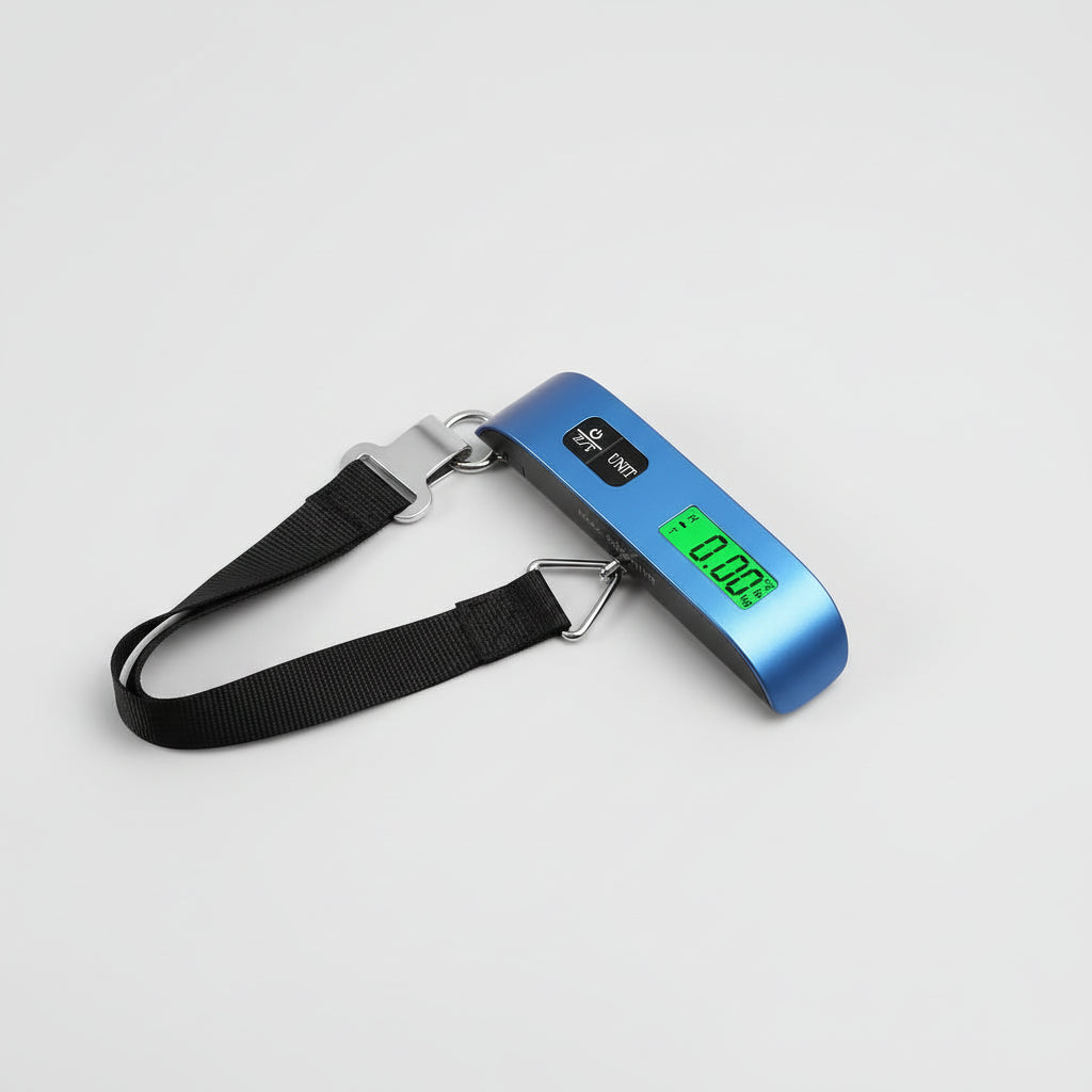 Balanza digital portátil para pesar equipaje de viaje y maletas de mano. Imprescindible en el aeropuerto.