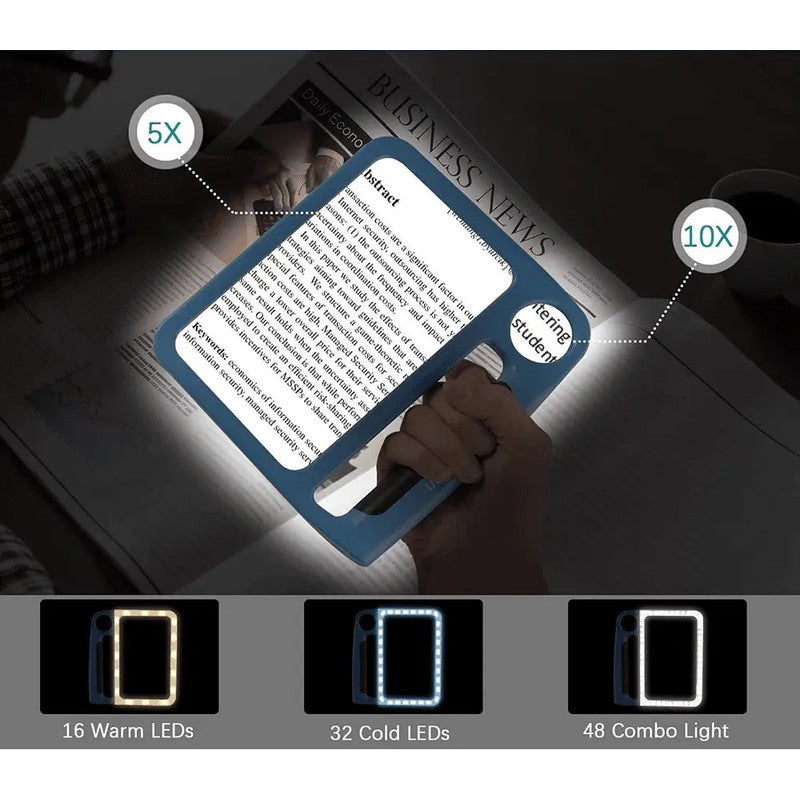 Lupa de lectura LED con luz y doble aumento para una visión clara, ayuda visual esencial.