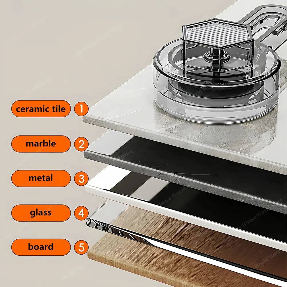 Almacenamiento vertical de especias en cocina con organizador de pared y ventosas, mantiene el orden.