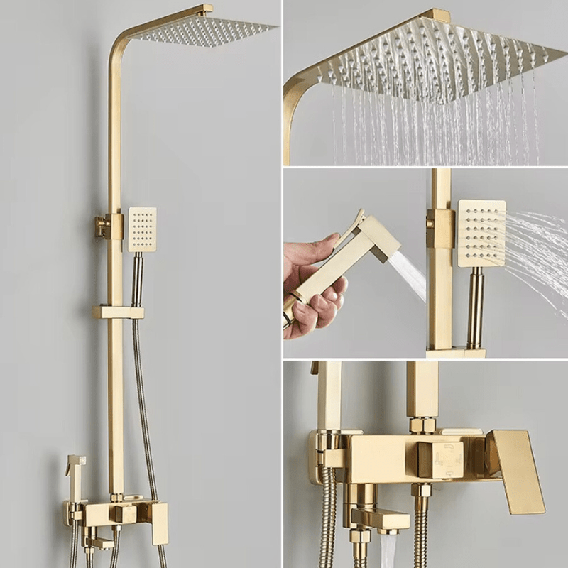 Juego de ducha de lluvia para baño moderno. Mezclador de latón, grifo de lujo. Accesorios de decoración del hogar.