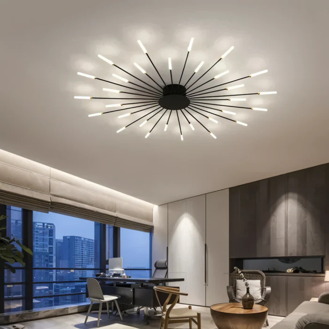 Plafón LED Luxe contemporáneo en oro, eficiencia energética para tu hogar.