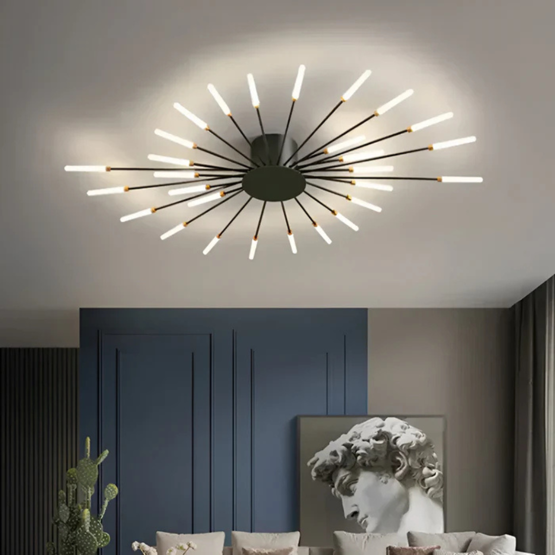 Iluminación LED Luxe para salón, plafón elegante con luz neutra.