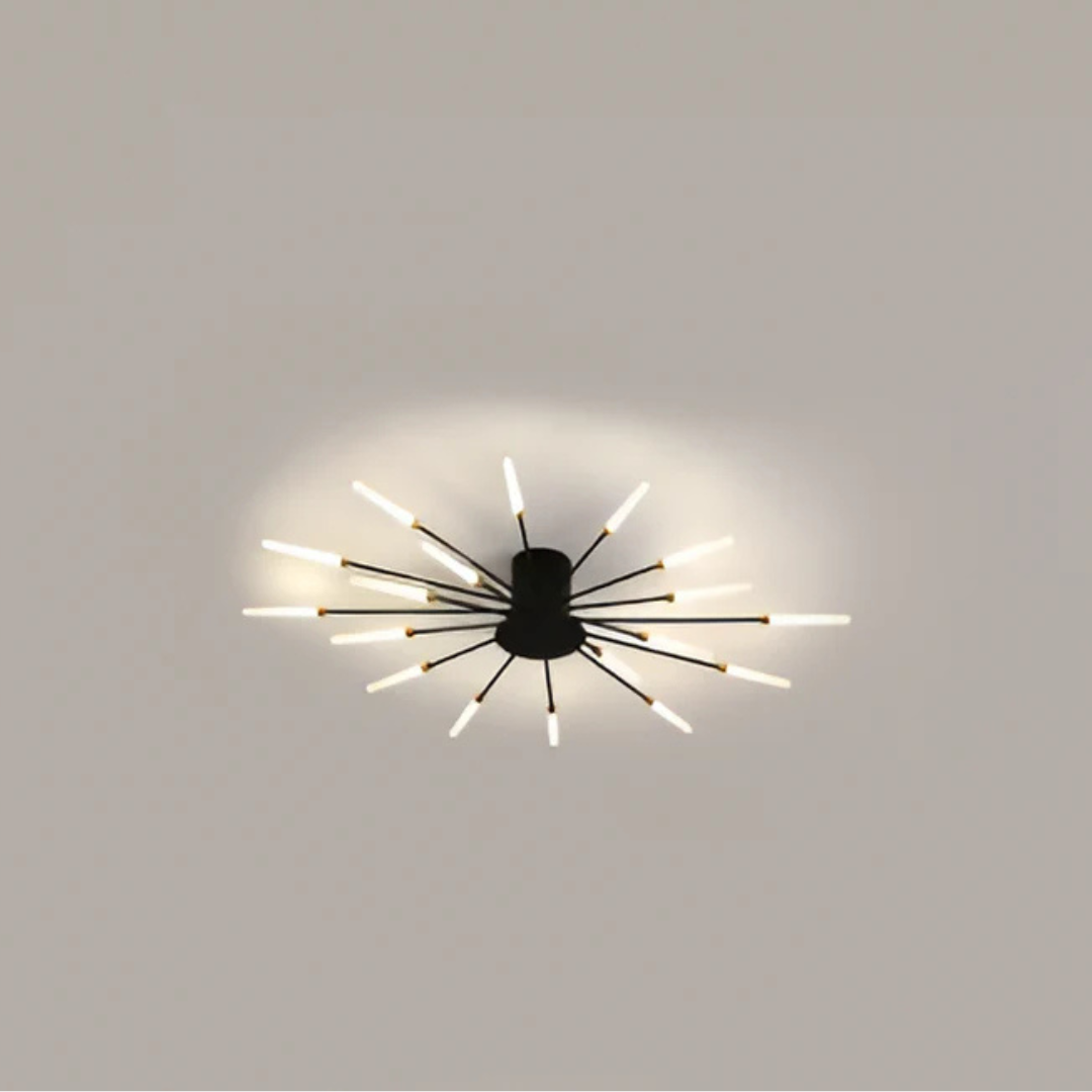 Elegante plafón LED negro, lámpara de techo moderna para salón.