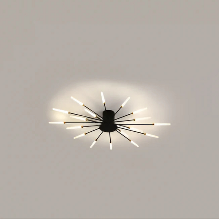Elegante plafón LED negro, lámpara de techo moderna para salón.