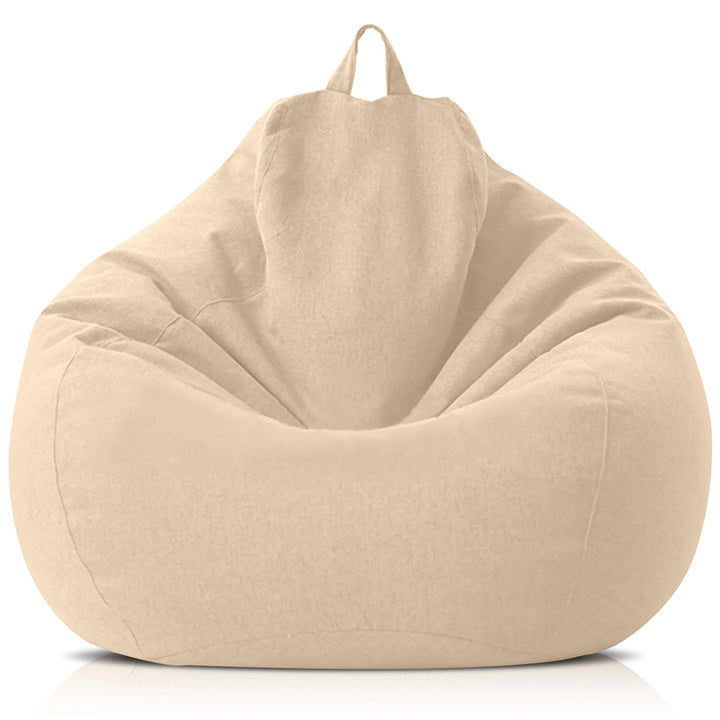 Sillón puff de lino moderno, ideal para relax en el hogar, tela lavable y duradera.