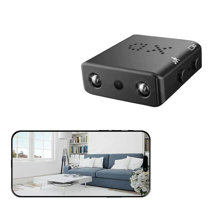 Cámara espía WiFi con resolución 1080p, audio bidireccional y detección de movimiento.