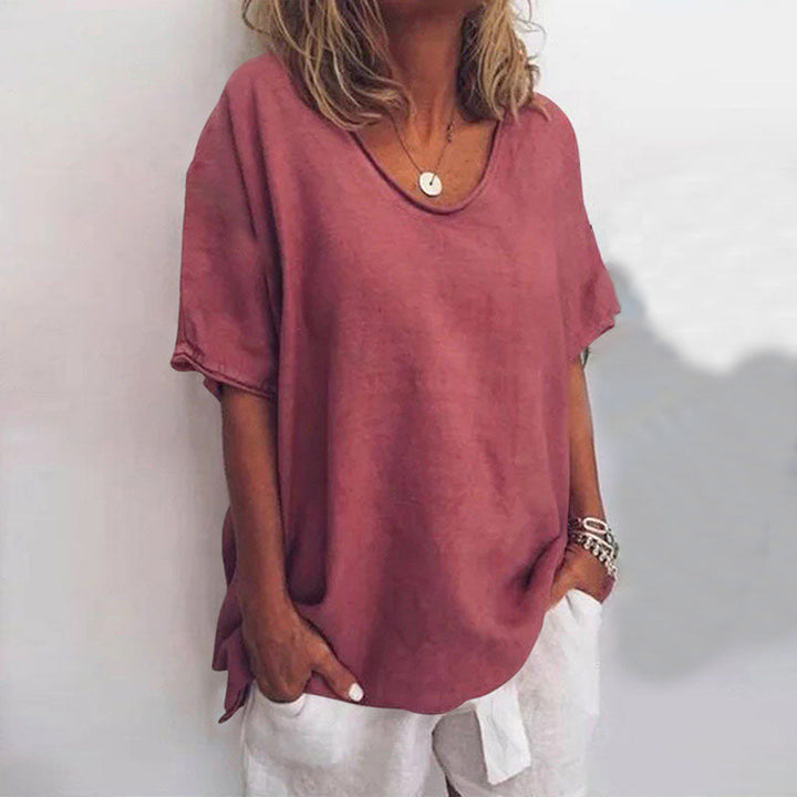 Camiseta de mujer holgada clara, perfecta para el día a día. Comodidad y moda casual para tu estilo diario.