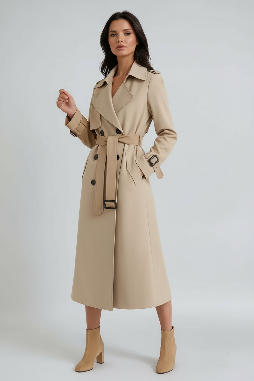 Abrigo trench casual de invierno para mujer, gabardina versátil con cinturón que define tu figura.