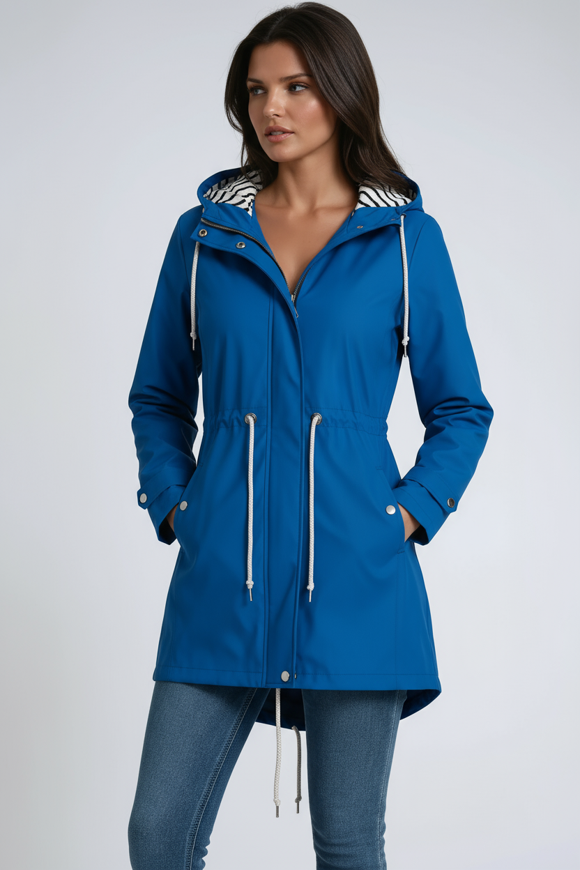 Parka de mujer ligera con capucha, perfecta para entretiempo. Abrigo impermeable cortavientos, moda casual y cómoda.