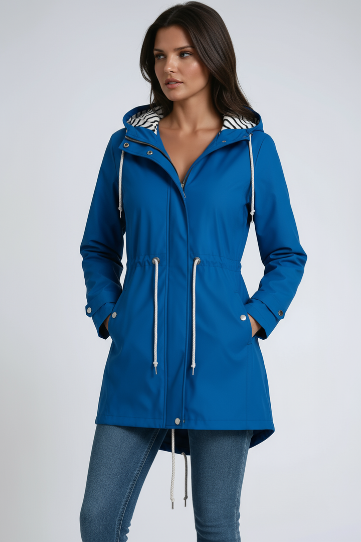 Parka de mujer ligera con capucha, perfecta para entretiempo. Abrigo impermeable cortavientos, moda casual y cómoda.